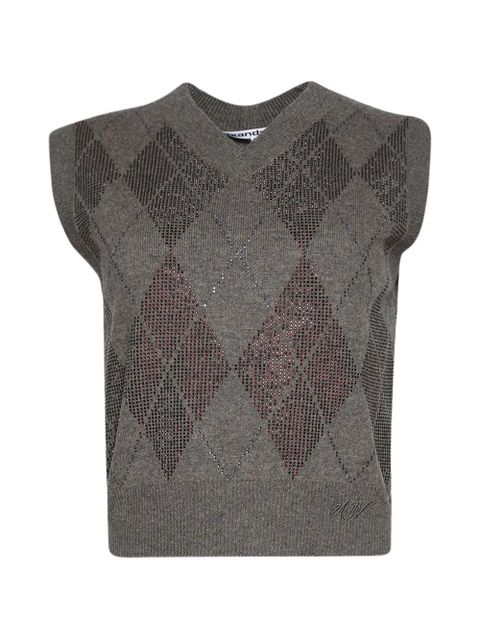 Alexander Wang argyle V-neck vest - Brown - zdjęcie produktu nr 1
