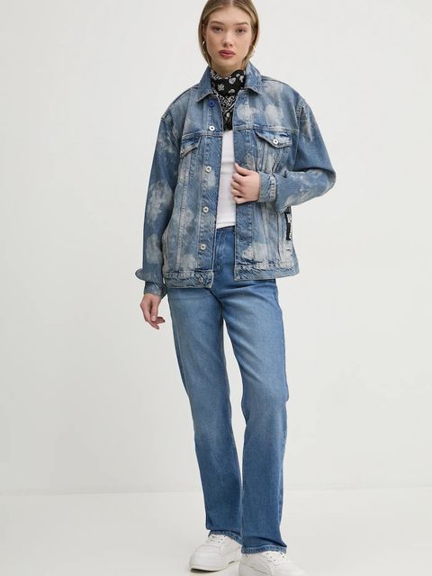 Karl Lagerfeld Jeans kurtka jeansowa damska kolor niebieski przejściowa oversize A1W14014 - zdjęcie produktu nr 2