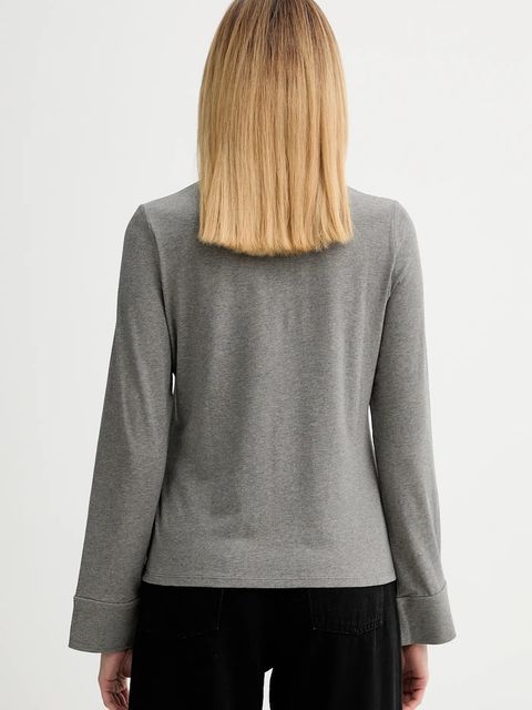 Marc O'Polo koszula damska kolor szary regular z kołnierzykiem klasycznym 600200152201