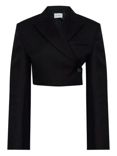 Sportmax cropped knitted-sleeve blazer - Black - zdjęcie produktu nr 1
