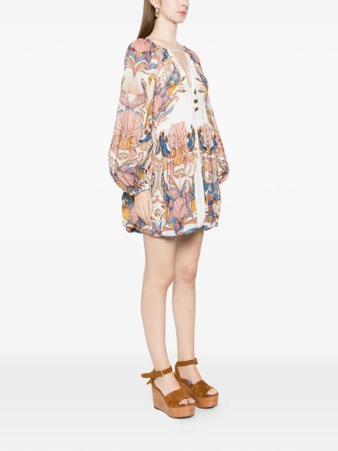 FARM Rio Sea Garden floral-print mini dress - White