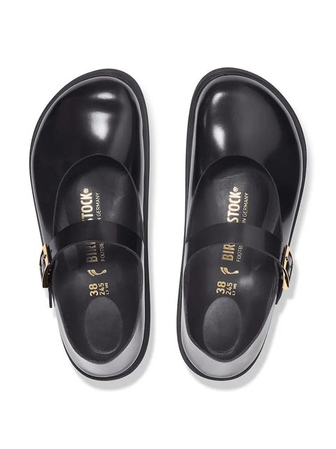 Birkenstock baleriny skórzane Mantova Droplet Buckle kolor czarny 1030140