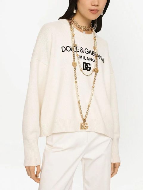 Dolce & Gabbana DG-logo cashmere jumper - Neutrals