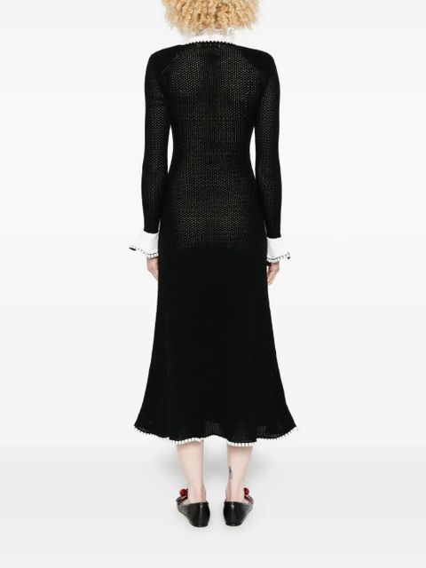 Self-Portrait lace-trim midi dress - Black