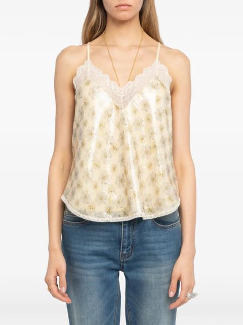 Zadig&Voltaire Christy sequin floral top - Neutrals