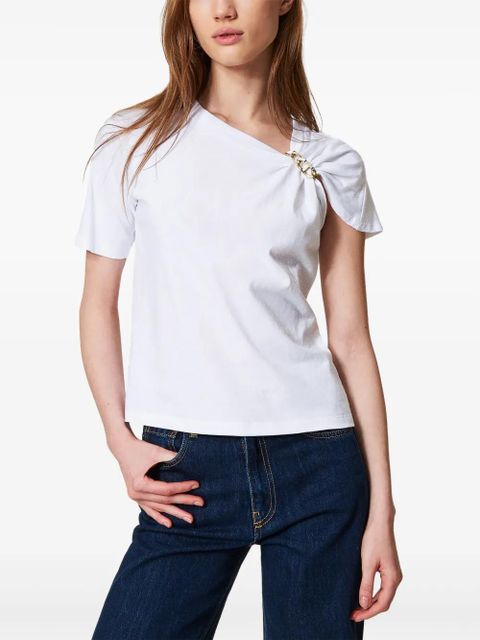 TWINSET chain detail cotton t-shirt - White - zdjęcie produktu nr 2