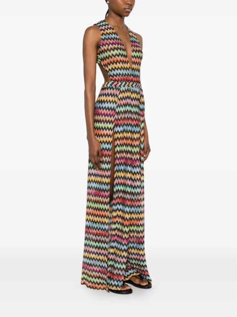 Missoni zigzag-knit cut-out jumpsuit - Red