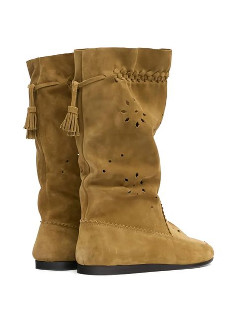 ISABEL MARANT Welky braid-detail laser-cut suede boots - Neutrals