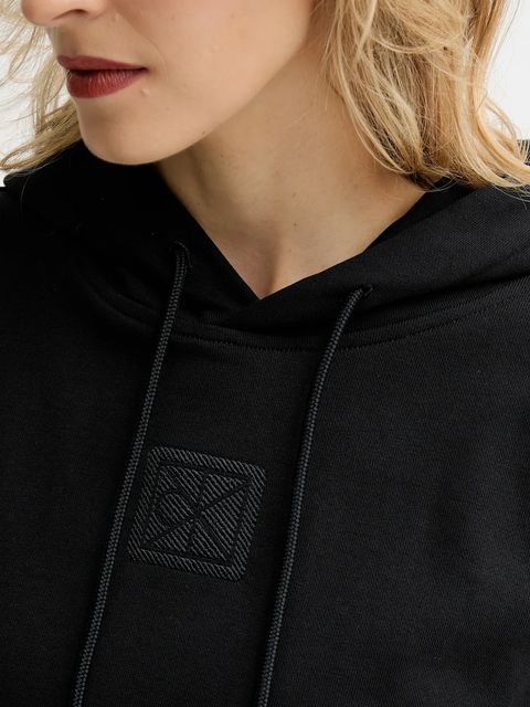 Calvin Klein bluza damska kolor czarny z kapturem gładka LV044D204G