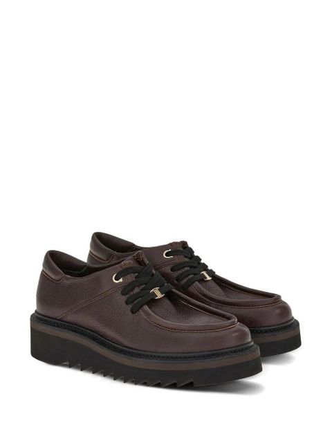 Ferragamo lace-up leather derby shoes - Brown