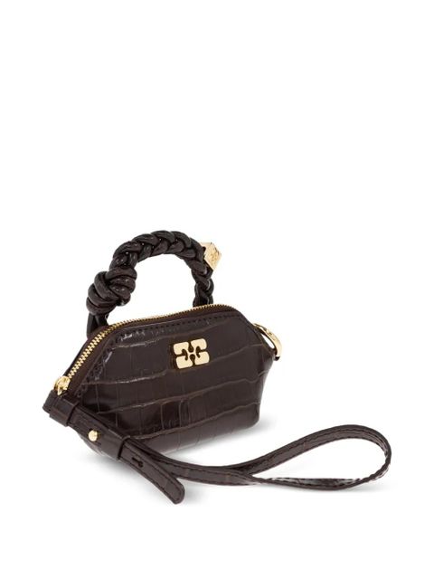GANNI mini crocodile-embossed tote bag - Brown