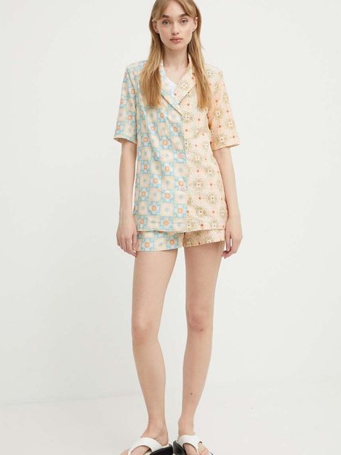 Never Fully Dressed marynarka z domieszką lnu dwurzędowa wzorzysta - zdjęcie produktu nr 2