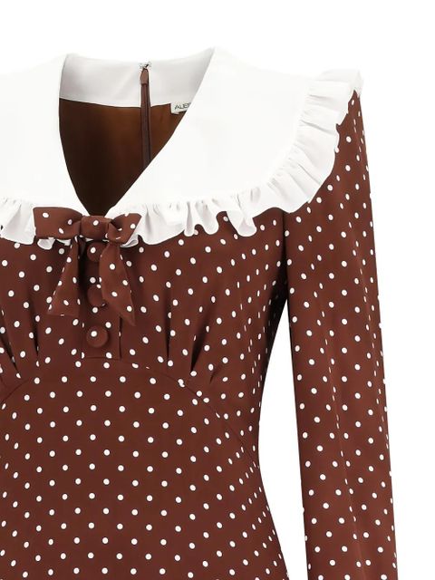 Alessandra Rich polka-dot ruffled silk dress - Brown