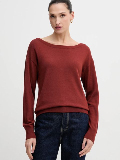 Sisley sweter wełniany damski kolor pomarańczowy lekki 11BAM1A48 - zdjęcie produktu nr 1