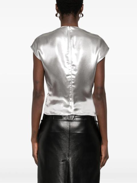Lanvin embellished lamé top - Silver