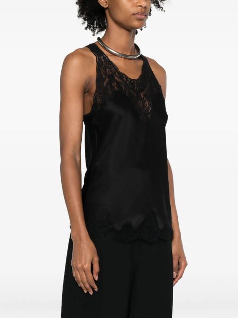 Balenciaga lace-trim tank top - Black
