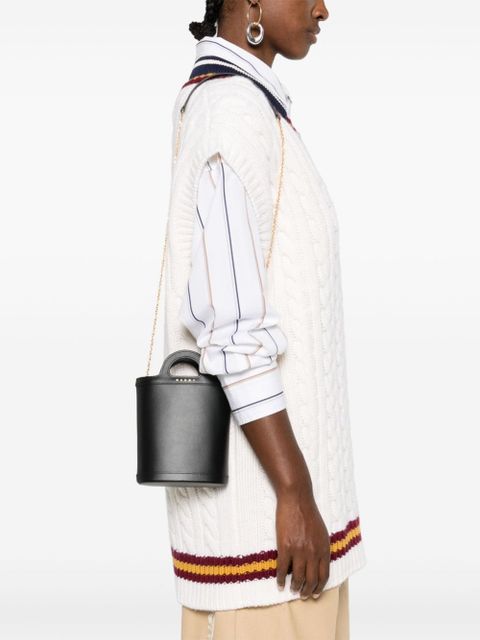 Marni Tropicalia leather bucket bag - Black