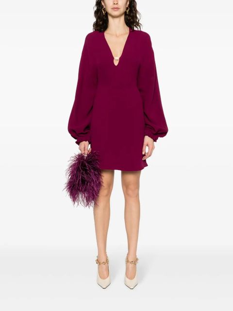 FENDI Cady logo-plaque silk minidress - Red