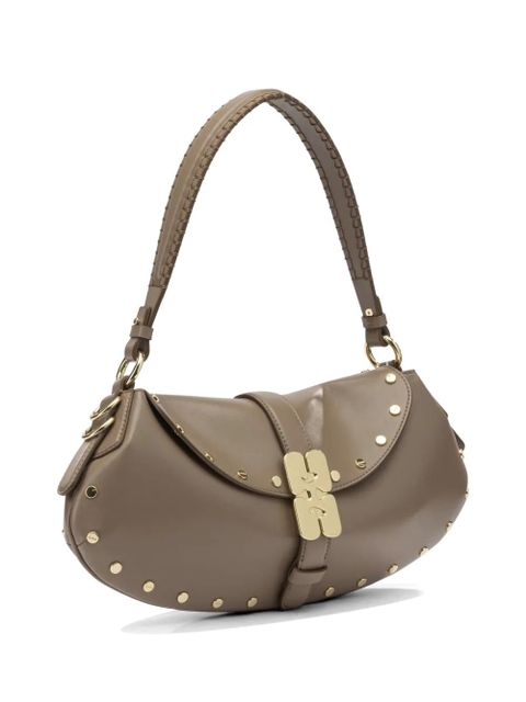GANNI B-Kat studded shoulder bag - Brown