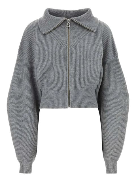 Sportmax ribbed zip-up cardigan - Grey