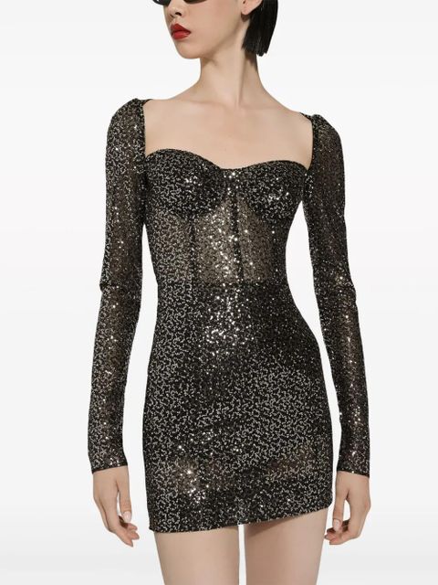 Dolce & Gabbana sequin-embellished bustier minidress - Black