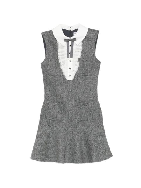 Self-Portrait ruffled collared mini dress - Grey - zdjęcie produktu nr 1