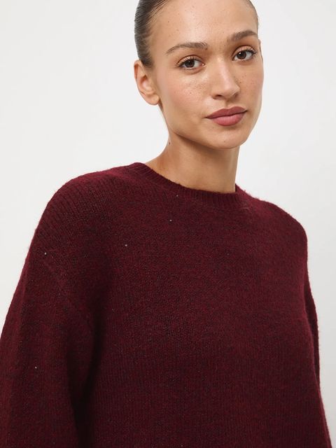 Medicine sweter damski kolor bordowy ciepły