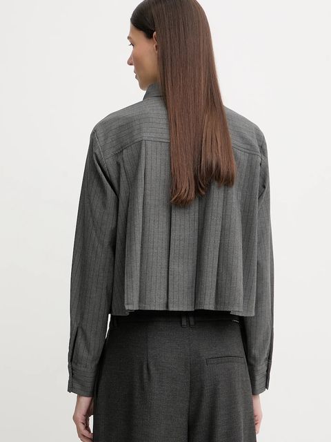 Marc O'Polo koszula damska kolor szary relaxed z kołnierzykiem klasycznym 5000007455