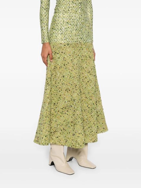 Diesel tweed-textured flared midi skirt - Green