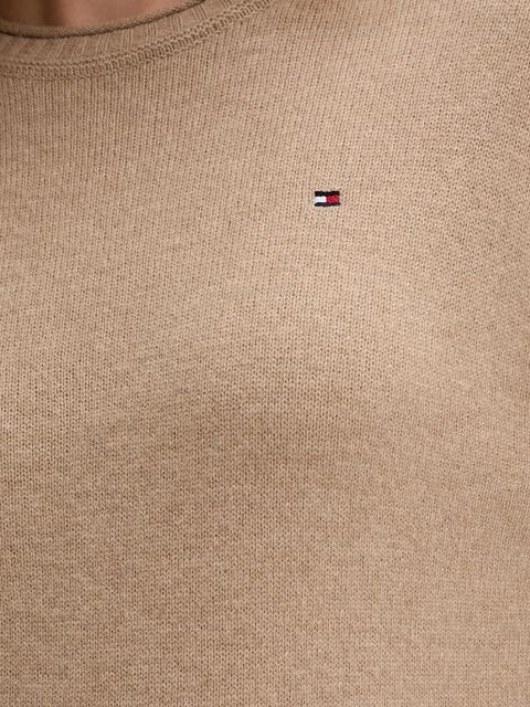 Tommy Hilfiger sweter wełniany damski kolor beżowy lekki WW0WW46438