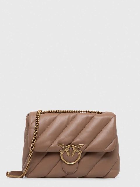 Pinko torebka skórzana kolor brązowy 100037.A0F2 - zdjęcie produktu nr 1