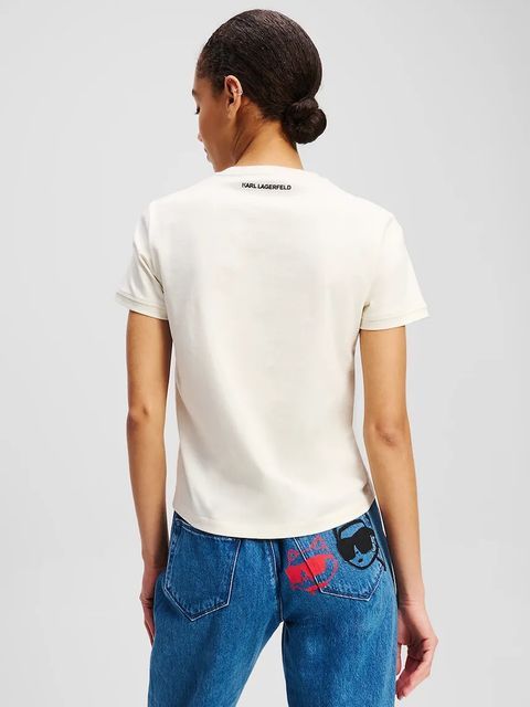 Karl Lagerfeld t-shirt bawełniany IKON damski kolor beżowy A2W17112