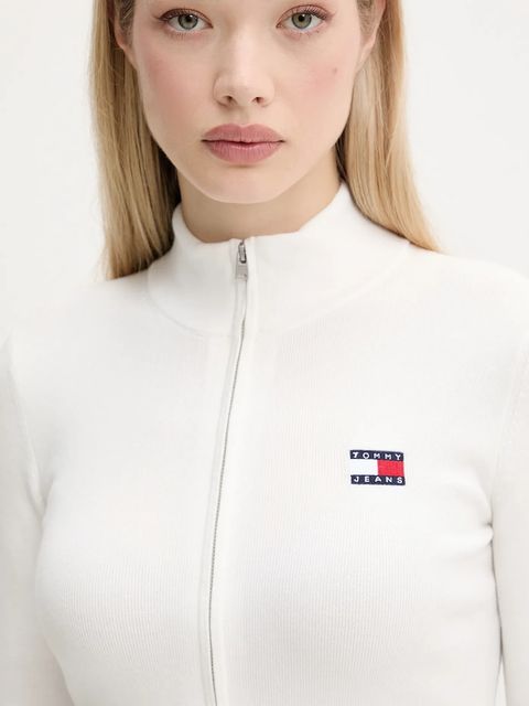 Tommy Jeans kardigan damski kolor biały lekki DW0DW20967