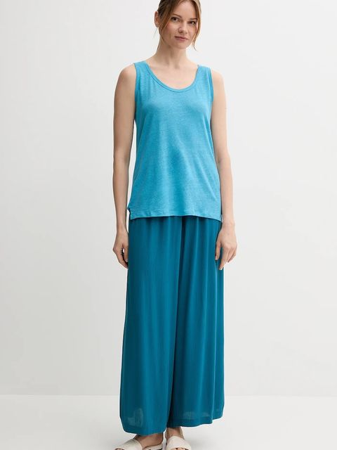 United Colors of Benetton spodnie damskie kolor turkusowy szerokie high waist 4VW95F00C - zdjęcie produktu nr 2