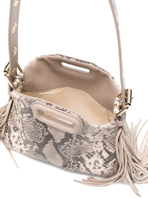 Maje snake-print fringed cross body bag - Neutrals