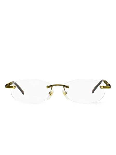 Gucci Eyewear bamboo-detail rimless glasses - Gold - zdjęcie produktu nr 1