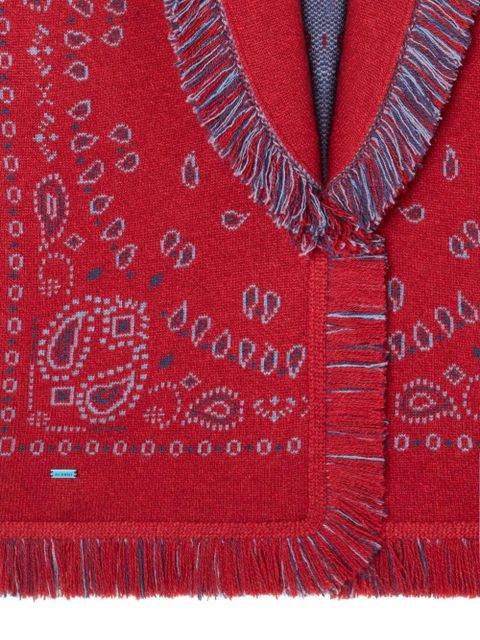Alanui bandana-jacquard fringe cardigan - Red