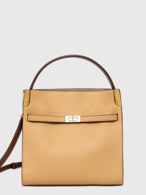Tory Burch torebka skórzana Lee Radziwill Double kolor beżowy 154749.200