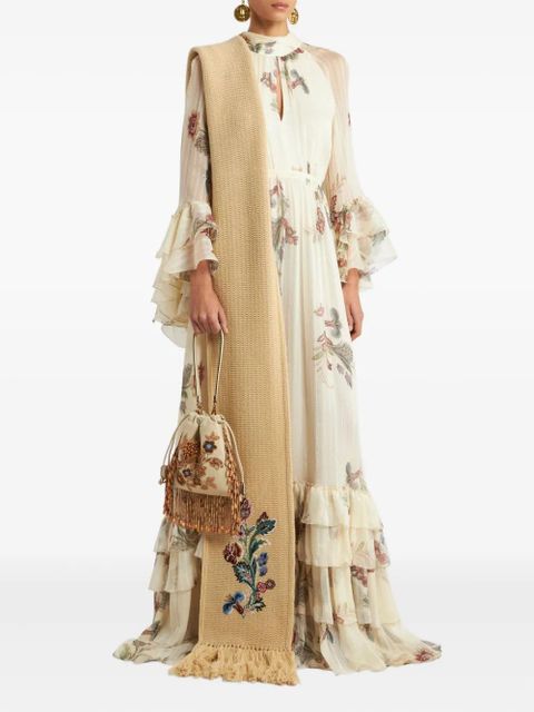 ETRO floral ruffled silk dress - Neutrals