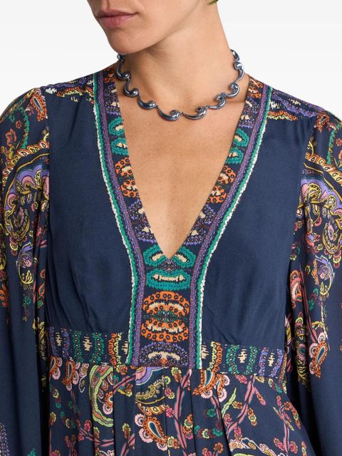 ETRO V-neck paisley-print dress - Blue