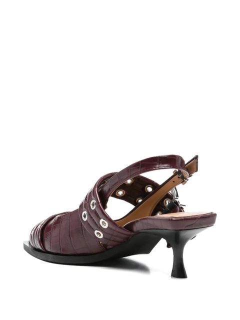 GANNI buckle-eyelet pumps - Brown