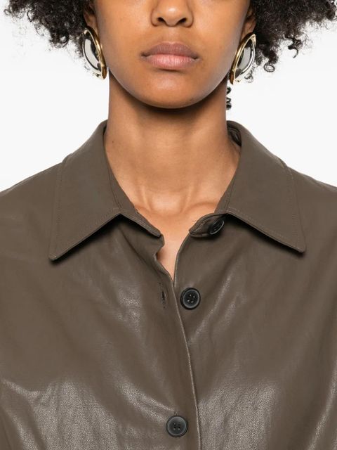 Eleh button-down leather shirt jacket - Brown - zdjęcie produktu nr 2