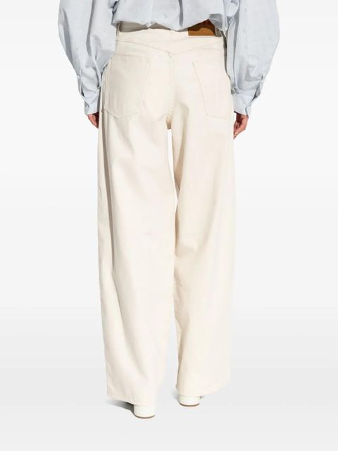Marni embroidered wide-leg jeans - White