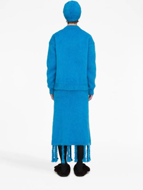 Jil Sander logo-embroidered chunky-knit jumper - Blue