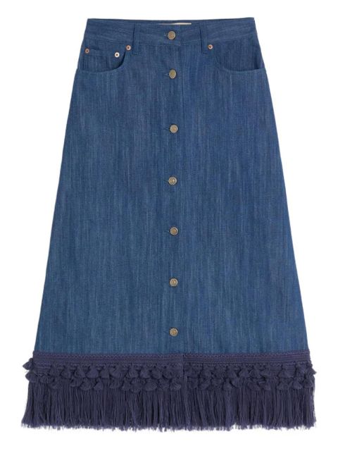 Valentino Garavani frayed-hem skirt - Blue - zdjęcie produktu nr 1