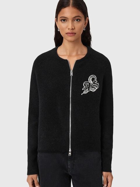 AllSaints kardigan z dodatkiem wełny JAQUELINE kolor czarny W042KD - zdjęcie produktu nr 1