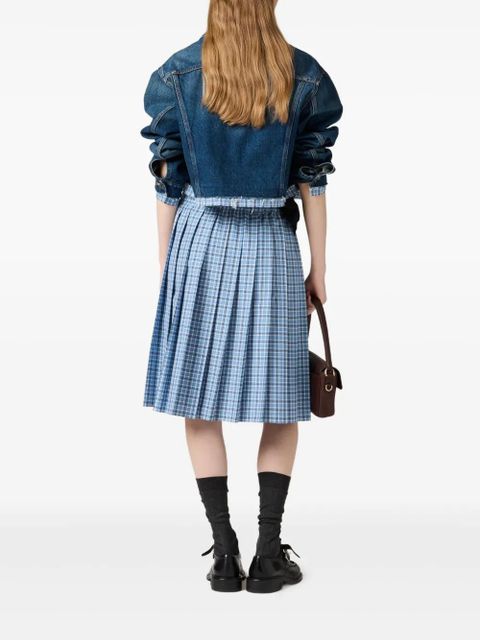 Miu Miu pleated check skirt - Blue - zdjęcie produktu nr 2