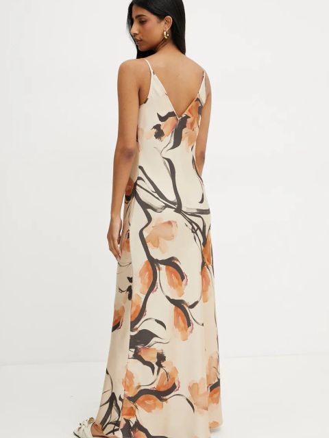 MAX&Co. sukienka kolor beżowy maxi rozkloszowana 2516221034200