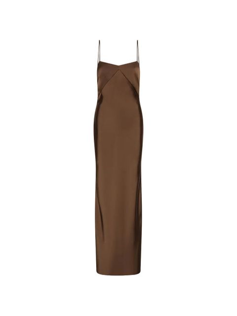 ROTATE BIRGER CHRISTENSEN satin maxi dress - Brown - zdjęcie produktu nr 1