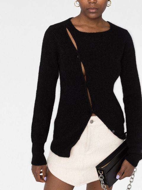 Jacquemus La Maille Pau asymmetric cardigan - Black